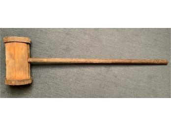Antique Wooden Long Handled Mallet (CTF10)
