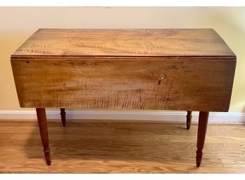 Early 19th C. Curly Maple Drop Leaf Table (CTF20)