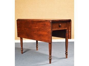 19th C. Southern Walnut Drop Leaf Table With Drawer (CTF20)