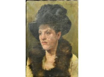 Ca. 1893 Oil On Canvas Portrait Signed Margaret Uhl (CTF10)