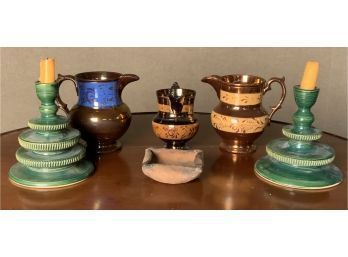 Copper Luster And Other Tableware Lot, 6pcs (cTF10)