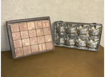 Antique Childrens Blocks And Chocolate Mold (cTF10)