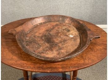 Early Carved Wood Shallow Bowl