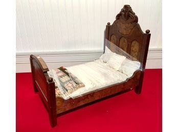 Ca. 1800 Victorian Dolls Size Burl Walnut Bed (CTF10)