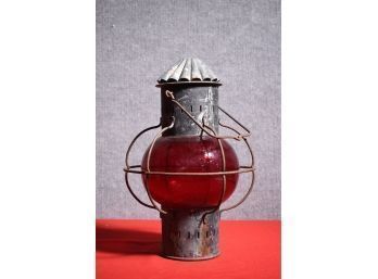 Antique Onion Form Lantern With Ruby Glass Shade (CTF10)