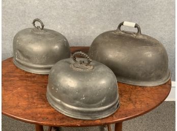 Meat Covers, Two Pewter And One Tin (cTF10)