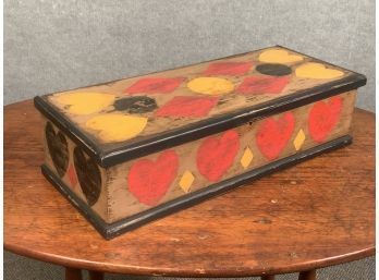 19th C. Pennsylvania Box With Yellow And Red Hearts (CTF10)