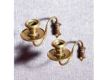 Small Pair Of Vintage Brass Wall Sconces (CTF10)