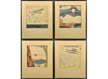 Four Wright Aeronautical Cooperation 1928, Colored Lithographs (CTF20)
