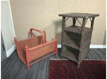 Vintage Wicker Stand And Log Holder (CTF20)