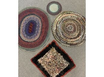 Collection Of Three Braided Rugs And Sheared Mat, 4pcs (cTF20)