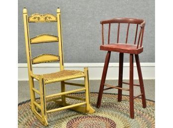 Antique Rocker And High Chair (CTF10)