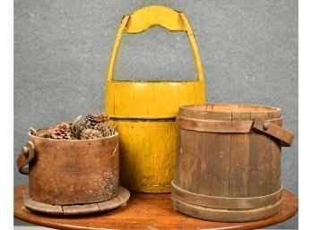 Three Vintage Wood Buckets (CTF20)