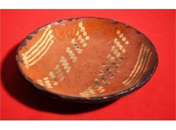 19th C. Redware Yellow Slip Decorated Charger (CTF10)