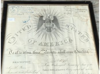 19th C. Hand Signed Department Of State Document (cTF10)