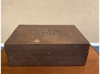 Oak Document  Box With New Caledonia Engraved On Top (CTF10)