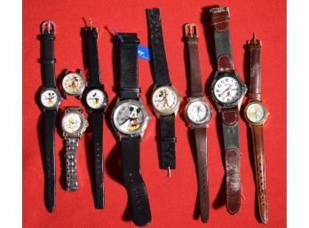 Nine Disney Wrist Watches Including Mickey Mouse (CTF10)