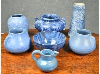 Vintage Blue Art Pottery,  7pcs (CTF20)