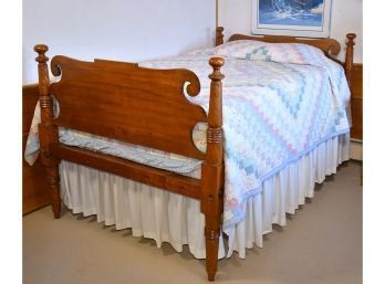 Antique Tiger Birch Four Post Bed (cTF30)