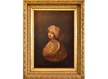 19th C. Oil Painting Of Young Girl (CTF10)