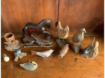 Good Assortment Of Carved Wood Figures, 11 Pcs (cTF10)