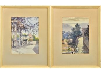 Two L. Gerard Paine Watercolors, Italian Spring & Via Tasso, Naples (CTF10)