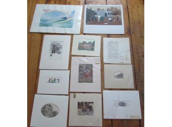 Eleven Miscellaneous Unframed Original And Prints On Paper (CTF10)