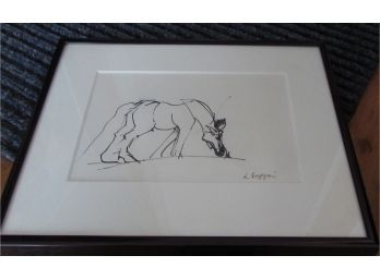 Framed Line Drawing Of A Horse (CTF10)