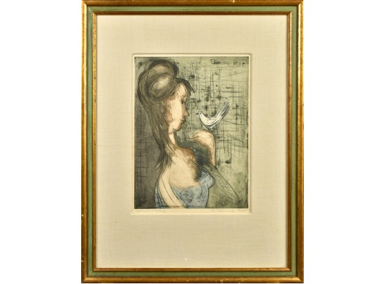 Etienne Ret Colored Drypoint Etching, Artist Proof (CTF10)