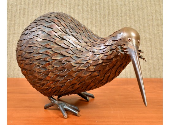 Kiwi Deluxe Feathered Copper Sculpture By Rustic Twist (CTF20)