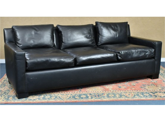 Italian Black Leather Sofa (CTF50)