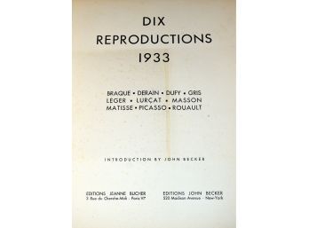 Dix Reproductions, 1933, John Becker, NY. (CTF10)