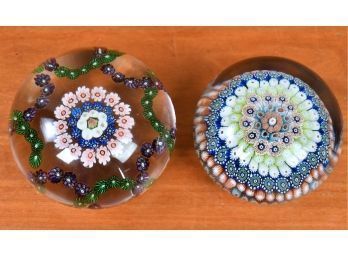 Two 19th C. French Glass Millefiori Paperweights (CTF10)