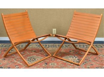 Pair Of Mid-century Folding Patio Chairs (CTF30)
