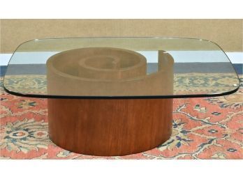 Vladimir Kagan, Snail Coffee Table With Glass Top For Selig (CTF40)