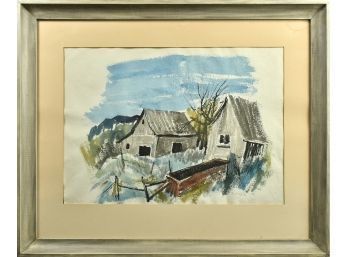 Signed Watercolor, Farmhouse, 1961 (CTF10)