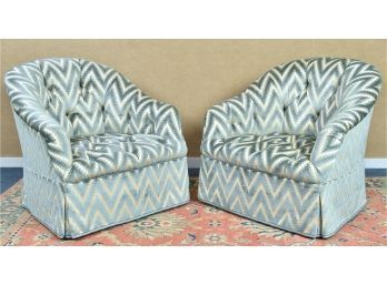 Pr. Custom Upholstered Designer Club Chairs (CTF50)