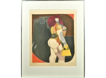 Richard Lindner, Woman With Yellow Handbag, Colored Lithograph (CTF20)