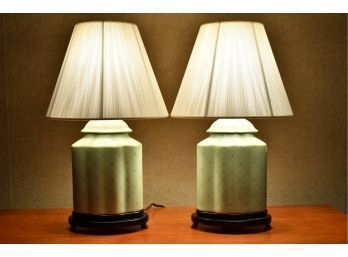 Pr. Asian Style Green Porcelain Table Lamps (CTF20)