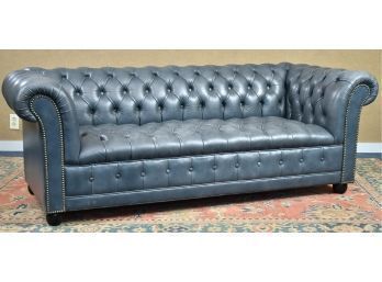 Blue Leather Chesterfield Pendragon Sofa (CTF40)