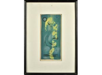 Pencil Signed Mid-Century Abstract Lithograph, Moon Watcher(CTF10)