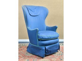 Custom Upholstered Blue Wing Chair (CTF20)
