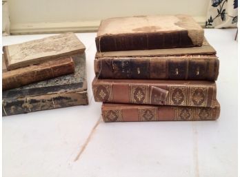 Antique Leather-Bound Books, 7pcs (cTF10)
