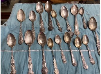 Sterling Silver Souvenir Spoons, 17pcs.  (CTF10)