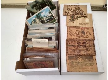 Vintage Postcards, Including Leather & Wood (CTF10)