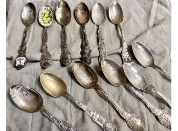 Sterling Silver Souvenir Spoons, 12pcs.  (CTF10)