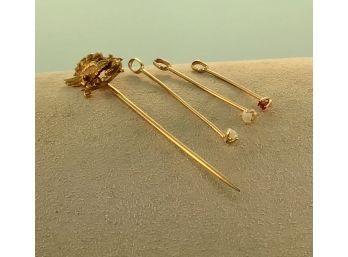 14K Stick Pin With Opal And Ruby Pendants (CTF10)