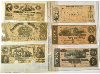 Nine Assorted Confederate Civil War Notes (CTF10)