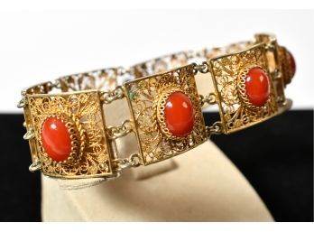 Silver And Coral Bracelet (CTF10)