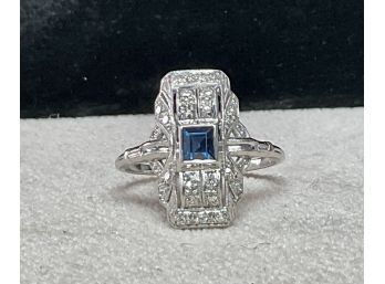 Platinum Sapphire And Diamond Ring (CTF10)